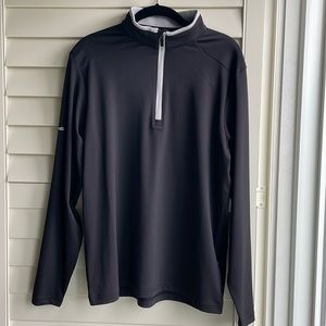 Ping men’s 1/4 zip golf pullover black with gray trim on collar and zipper